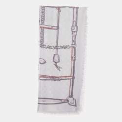 Pre Owned Louis Vuitton Blue Belt Print Silk Blend Monogram Scarf