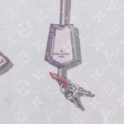 Pre Owned Louis Vuitton Blue Belt Print Silk Blend Monogram Scarf