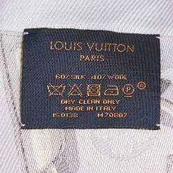 Pre Owned Louis Vuitton Blue Belt Print Silk Blend Monogram Scarf