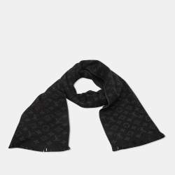 Pre Owned Louis Vuitton Black Gradient Wool Scarf