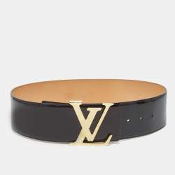 Louis Vuitton Black Embossed Leather LV Initiales Belt 85CM