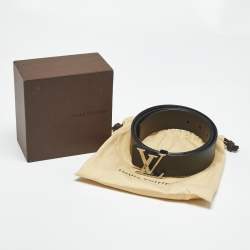 مملوكة مسبقًا حزام لوي فيتون جلد أسود/بني بحروف اولى قابل للعكس 95 سم