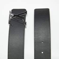 مملوكة مسبقًا حزام لوي فيتون جلد أسود/بني بحروف اولى قابل للعكس 95 سم