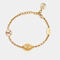 Pre Owned Louis Vuitton Gold Tone Malletage Supple Bracelet 