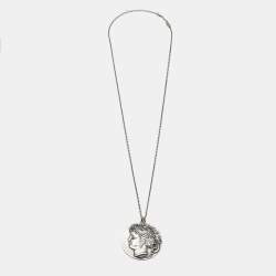 Pre Owned Louis Vuitton  Cameo Silver Tone Long Neckalce