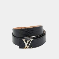 Louis Vuitton Black Embossed Leather LV Initiales Belt 85CM