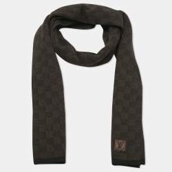Pre Owned Louis Vuitton Brown Damier Ebene Wool Scarf