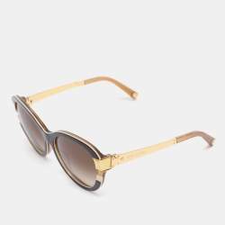 Pre Owned Louis Vuitton Gold Tone/ Brown Gradient Z0487W Petit Soupcon Cat Eye Sunglasses