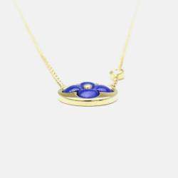 Pre Owned Louis Vuitton Sun Blossom BB Yellow Gold 18K DiamondLapis Lazuli  Pendant Necklace 