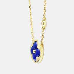 Pre Owned Louis Vuitton Sun Blossom BB Yellow Gold 18K DiamondLapis Lazuli  Pendant Necklace 
