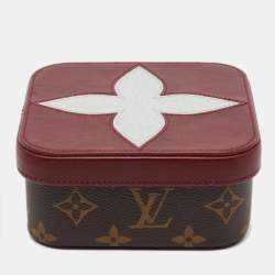 Pre Owned Louis Vuitton Burgundy Leather and Monogram Canvas Boite Clarins PM Jewelry Case