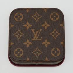 Pre Owned Louis Vuitton Burgundy Leather and Monogram Canvas Boite Clarins PM Jewelry Case