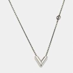 Pre Owned Louis Vuitton Essential V Supple Silver Tone Necklace