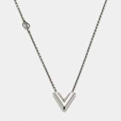 Pre Owned Louis Vuitton Essential V Supple Silver Tone Necklace