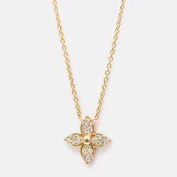 Pre Owned Louis Vuitton Star Blossom 18K Rose Gold and Diamond Pendant Necklace