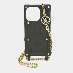 Pre Owned Louis Vuitton Black Monogram Rubber Trunk iPhone 14 Pro Case