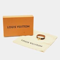 Pre Owned Louis Vuitton Logomania Brown Monogram Canvas Gold Tone Bracelet