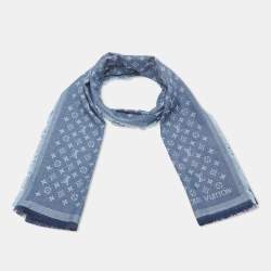 Pre Owned Louis Vuitton Blue Monogram Denim Scarf