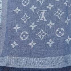 Pre Owned Louis Vuitton Blue Monogram Denim Scarf