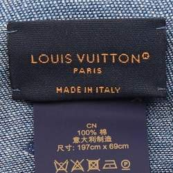 Pre Owned Louis Vuitton Blue Monogram Denim Scarf