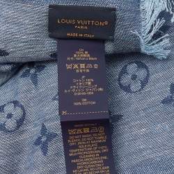 Pre Owned Louis Vuitton Blue Monogram Denim Scarf