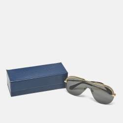 Pre Owned Louis Vuitton Black/Gold Tone Z1230W Gone Girl Shield Sunglasses