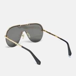 Pre Owned Louis Vuitton Black/Gold Tone Z1230W Gone Girl Shield Sunglasses