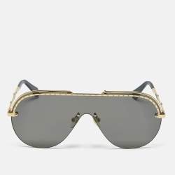 Pre Owned Louis Vuitton Black/Gold Tone Z1230W Gone Girl Shield Sunglasses