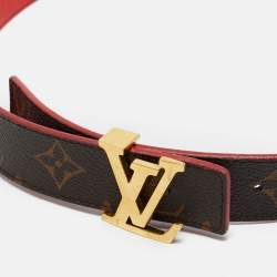 Pre Owned Louis Vuitton Red Monogram Canvas LV Initiales Belt 75CM