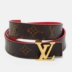 Pre Owned Louis Vuitton Red Monogram Canvas LV Initiales Belt 75CM