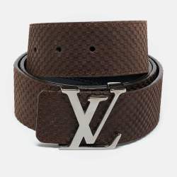 Pre Owned Louis Vuitton Brown Mini Damier Suede LV Initiales Belt 95CM