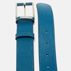 مملوكة مسبقًا حزام لوي فيتون إبّي سيان وحلد مع مشبك 95 سم