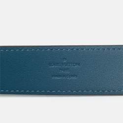 مملوكة مسبقًا حزام لوي فيتون إبّي سيان وحلد مع مشبك 95 سم