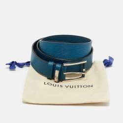 مملوكة مسبقًا حزام لوي فيتون إبّي سيان وحلد مع مشبك 95 سم