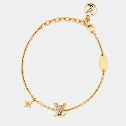 Pre Owned Louis Vuitton LV Iconic Crystal Gold Tone Bracelet 