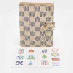 Pre Owned Louis Vuitton Damier Azur Canvas Customizable Small Ring Agenda Cover