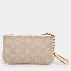 Pre Owned Louis Vuitton Beige Mini Lin Key Pouch