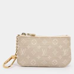 Pre Owned Louis Vuitton Beige Mini Lin Key Pouch