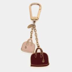 Pre Owned Louis Vuitton Burgundy/Pink Gold Tone Iconic Alma Bag Charm and Key Chain