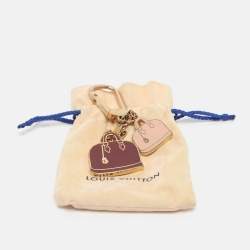 Pre Owned Louis Vuitton Burgundy/Pink Gold Tone Iconic Alma Bag Charm and Key Chain