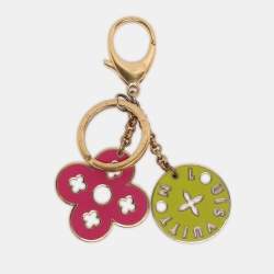 Pre Owned Louis Vuitton Looping Enamel Gold Tone Key Ring