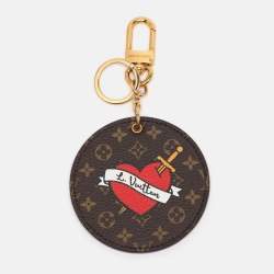Pre Owned Louis Vuitton Monogram Canvas Stories Heart Round Key Holder and Bag Charm