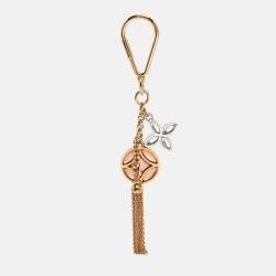Pre Owned Louis Vuitton Monogram Crystal Gold Metal Finish Tassel Key Holder and Bag Charm