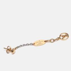 Pre Owned Louis Vuitton Two Tone Metal Logomania Dangling Earrings