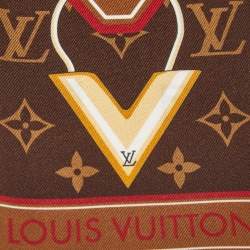 Pre Owned Louis Vuitton Brown Logo Monogram Silk Minimalle Bandeau 