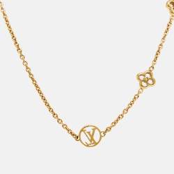Pre Owned Louis Vuitton Flower Gold Tone Station Necklace