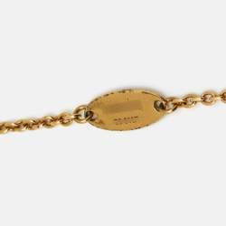 Pre Owned Louis Vuitton Flower Gold Tone Station Necklace