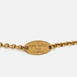 Pre Owned Louis Vuitton Flower Gold Tone Station Necklace