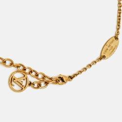 Pre Owned Louis Vuitton Flower Gold Tone Station Necklace