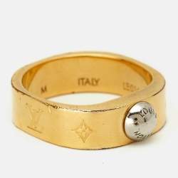 Pre Owned Louis Vuitton Nanogram Two Tone Ring Size 54